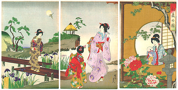 Teezeremonie in Japan, Ukiyo-e, Steinlaterne