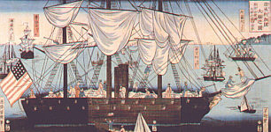 Schwarzes Schiff in Yokohama