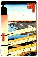 Ando Hiroshige, 100 berühmte Ansichten von Edo (Meisho Edo Hyakkei), Nihonbashi und Edobashi Brücken