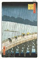 Ando Hiroshige, 100 berühmte Ansichten von Edo (Meisho Edo Hyakkei), Regen in Ohashi