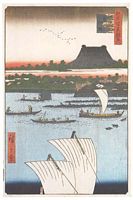 Ando Hiroshige, 100 berühmte Ansichten von Edo (Meisho Edo Hyakkei), Tsukiji Nonganji Tempel