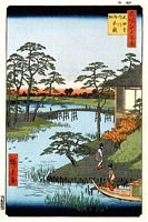 Ando Hiroshige, 100 berühmte Ansichten von Edo (Meisho Edo Hyakkei), Mokuboji Tempel