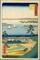 Ando Hiroshige, 53 Stationen des Tokaido, Tate-e Edition, Shinagawa