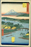 Ando Hiroshige, 53 Stationen des Tokaido, Tate-e Edition, Kawasaki