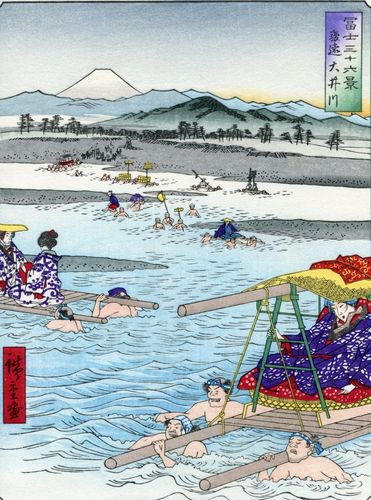 Utagawa Hiroshige, Oi River zwischen den Provinzen Suruga und Totomi
