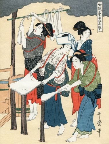 Utamaro Kitagawa, Bild Nr. 10: Ziehen der Seidenfäden